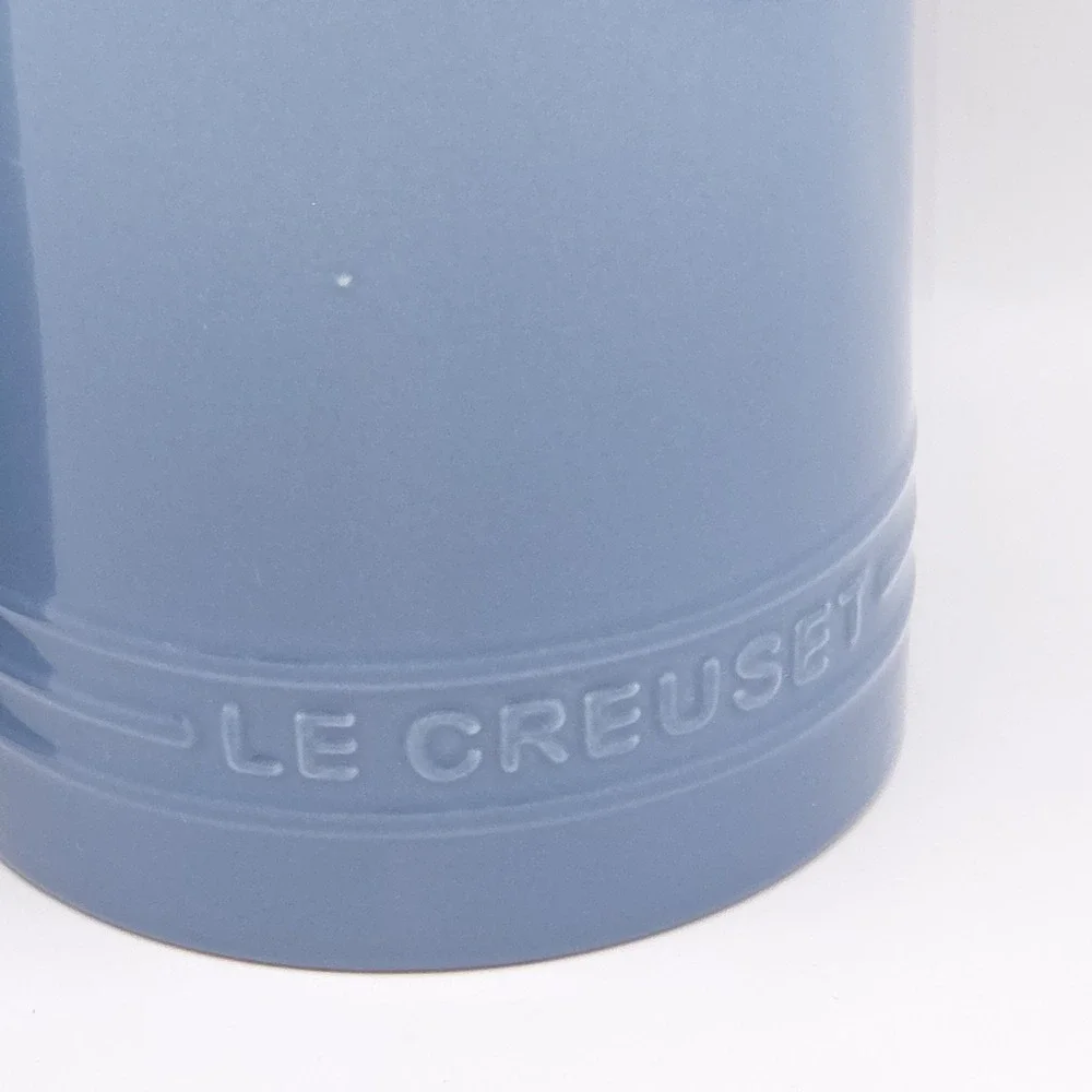 Le Creuset Chambray 26oz Stoneware Canister Wooden Lid Set x2 New Factory Second